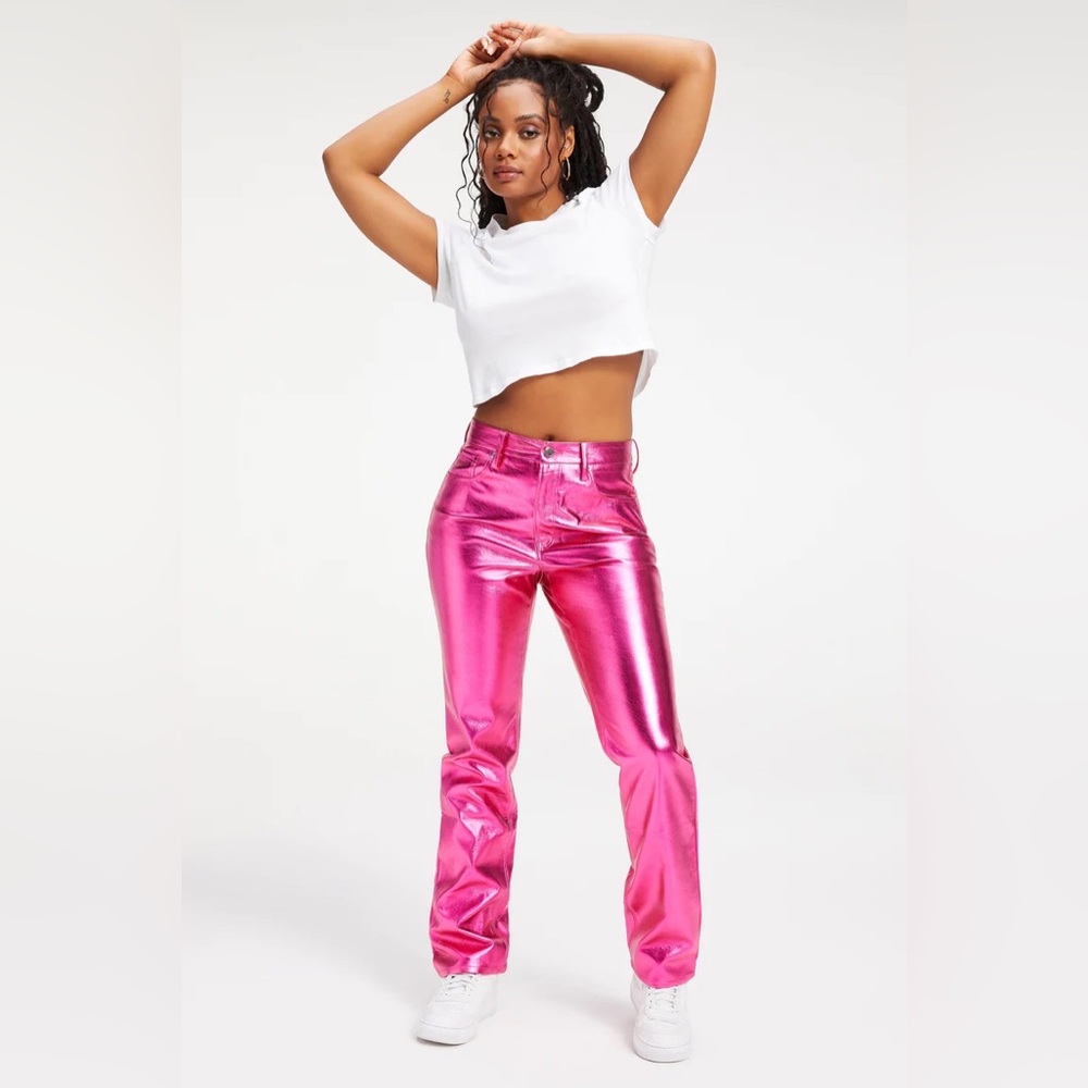 Good American Good Icon Metallic Faux Leather Pants